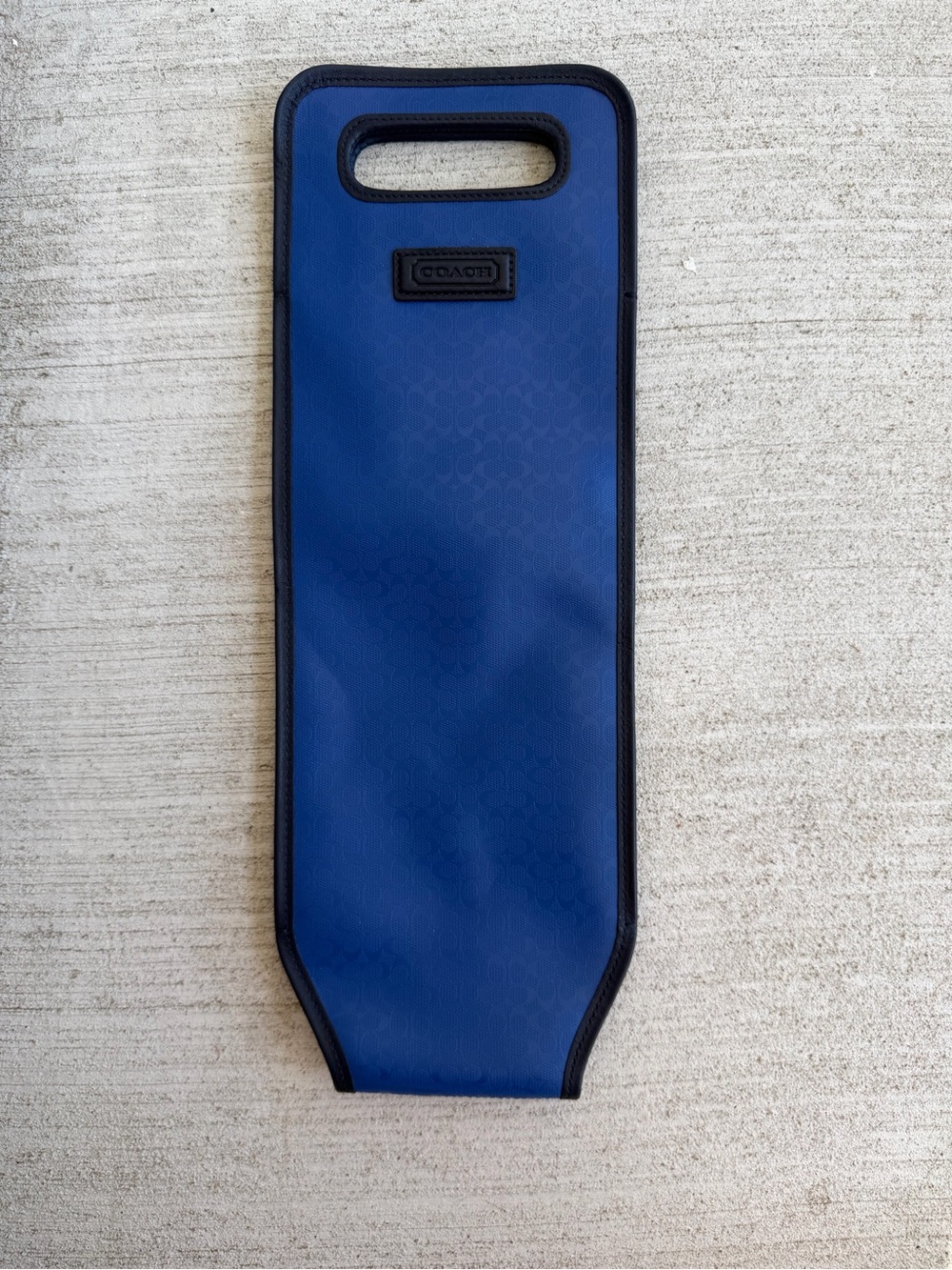 Coach Blue Signature Wine Bottle Carrier Tote Neoprene Handle Case